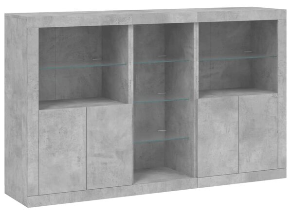 Příborník s LED osvětlením betonově šedý 162 x 37 x 100 cm 3209173