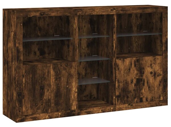 Příborník s LED osvětlením kouřový dub 162 x 37 x 100 cm 3209174