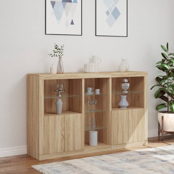 Příborník s LED osvětlením dub sonoma 162 x 37 x 100 cm 3209172