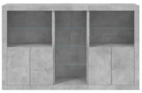 Příborník s LED osvětlením betonově šedý 162 x 37 x 100 cm 3209173