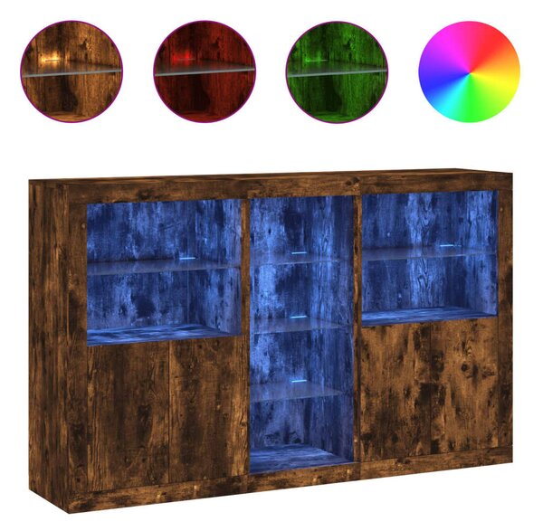 Příborník s LED osvětlením kouřový dub 162 x 37 x 100 cm 3209174