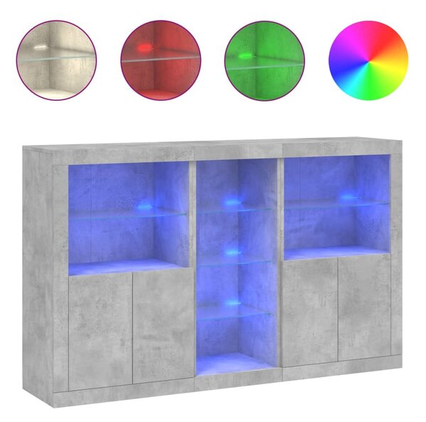 Příborník s LED osvětlením betonově šedý 162 x 37 x 100 cm 3209173