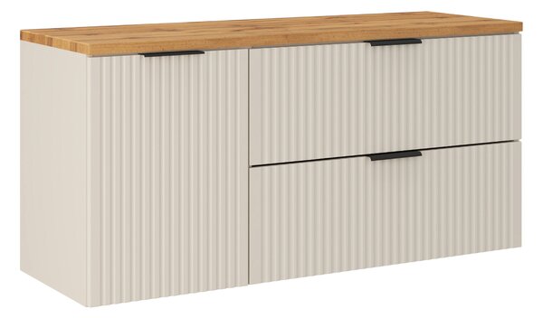 Comad Koupelnová skříňka pod deskové umyvadlo s košem na prádlo set Adel Cashmere 120 kašmír/dub wotan