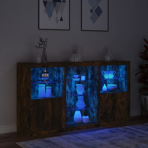Příborník s LED osvětlením kouřový dub 181,5 x 37 x 100 cm 3209181