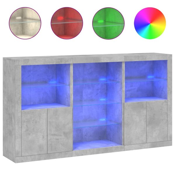 Příborník s LED osvětlením betonově šedý 181,5 x 37 x 100 cm 3209180