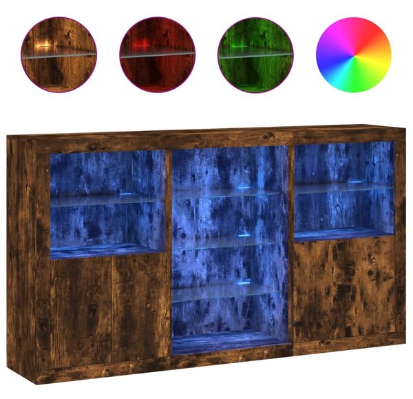 Příborník s LED osvětlením kouřový dub 181,5 x 37 x 100 cm 3209181
