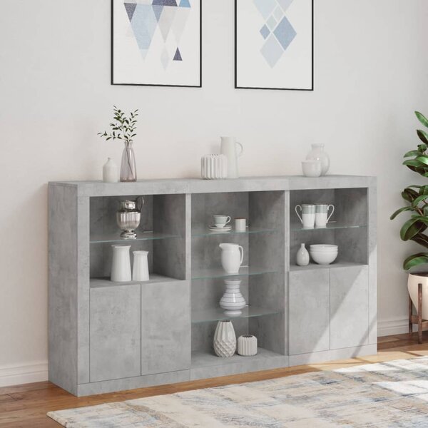 Příborník s LED osvětlením betonově šedý 181,5 x 37 x 100 cm 3209180