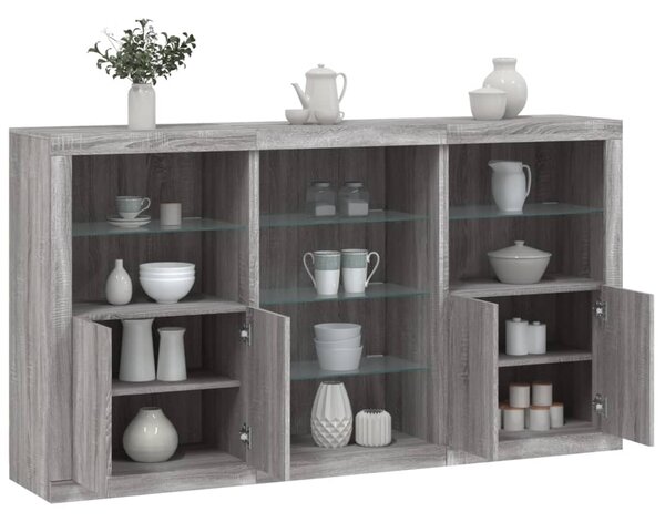 Příborník s LED osvětlením šedý sonoma 181,5 x 37 x 100 cm 3209182