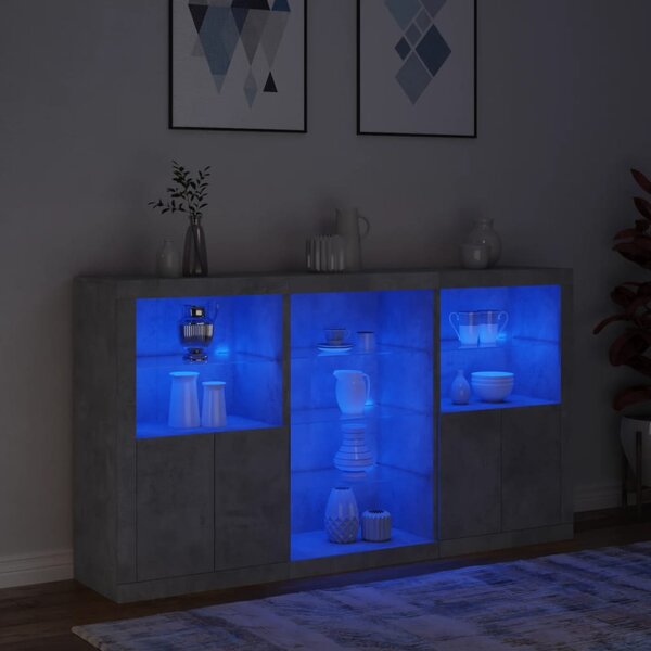 Příborník s LED osvětlením betonově šedý 181,5 x 37 x 100 cm 3209180