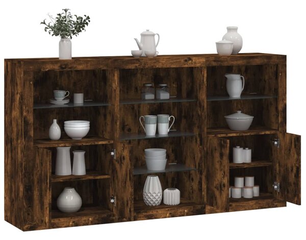 Příborník s LED osvětlením kouřový dub 181,5 x 37 x 100 cm 3209181