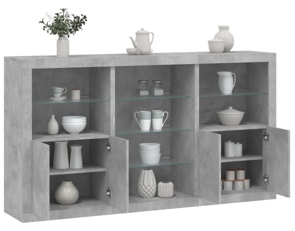 Příborník s LED osvětlením betonově šedý 181,5 x 37 x 100 cm 3209180