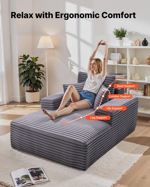 SucceBuy lehátko 138 cm, čalouněná rozkládací pohovka s polštáři a područkami, rozkládací pohovka s pohodlným sedákem do obývacího pokoje a ložnice, křeslo z elastické pěny