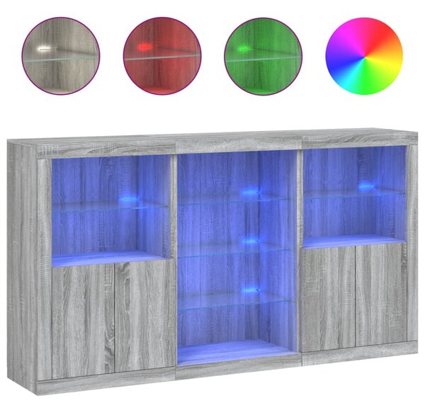 Příborník s LED osvětlením šedý sonoma 181,5 x 37 x 100 cm 3209182