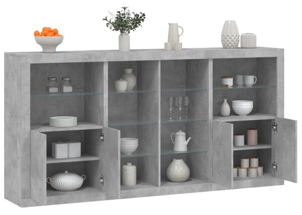 Příborník s LED osvětlením betonově šedý 202 x 37 x 100 cm 3209187
