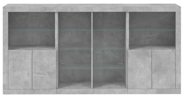 Příborník s LED osvětlením betonově šedý 202 x 37 x 100 cm 3209187