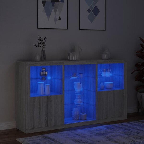 Příborník s LED osvětlením šedý sonoma 181,5 x 37 x 100 cm 3209182