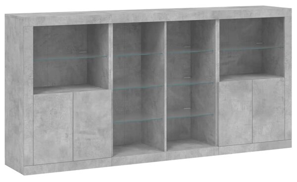 Příborník s LED osvětlením betonově šedý 202 x 37 x 100 cm 3209187