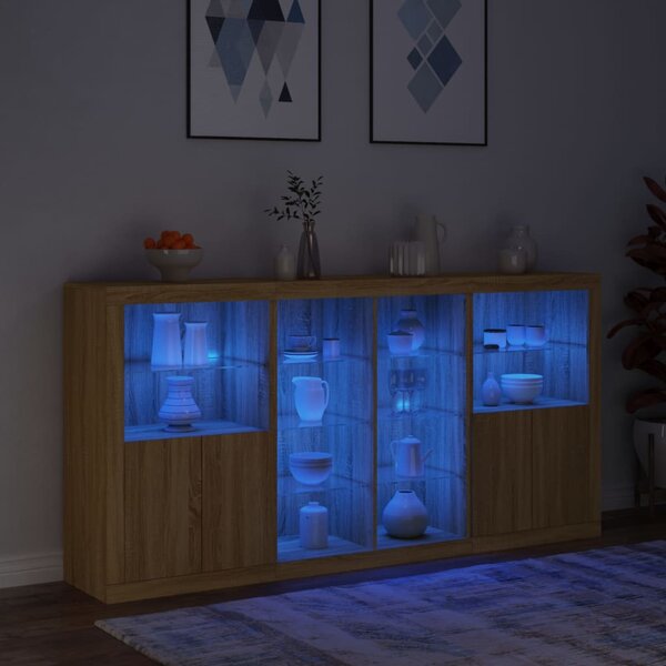 Příborník s LED osvětlením dub sonoma 202 x 37 x 100 cm 3209186