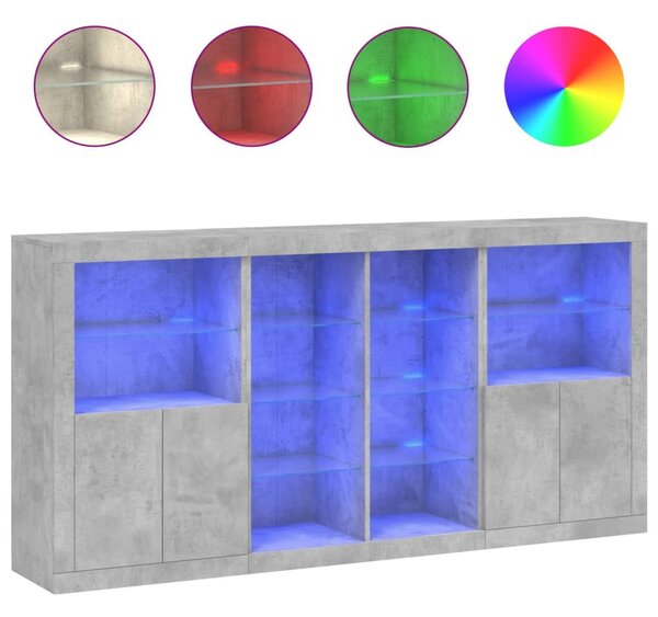 Příborník s LED osvětlením betonově šedý 202 x 37 x 100 cm 3209187