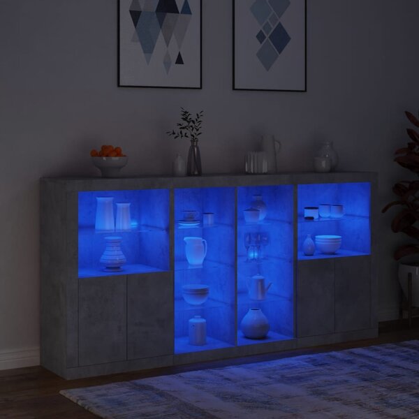 Příborník s LED osvětlením betonově šedý 202 x 37 x 100 cm 3209187