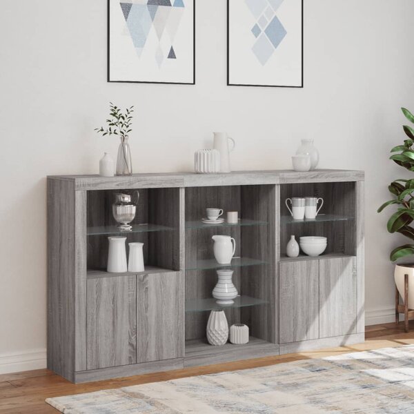 Příborník s LED osvětlením šedý sonoma 181,5 x 37 x 100 cm 3209182