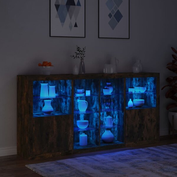 Příborník s LED osvětlením kouřový dub 202 x 37 x 100 cm 3209188