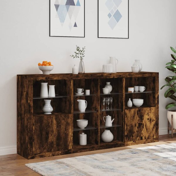 Příborník s LED osvětlením kouřový dub 202 x 37 x 100 cm 3209188