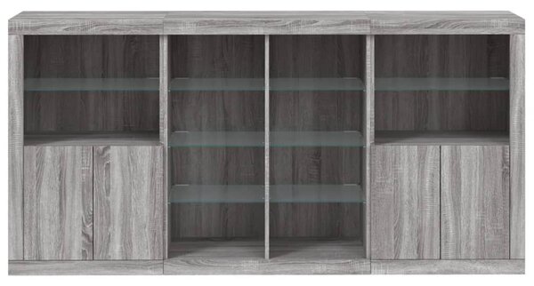 Příborník s LED osvětlením šedý sonoma 202 x 37 x 100 cm 3209189