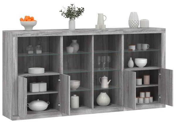 Příborník s LED osvětlením šedý sonoma 202 x 37 x 100 cm 3209189