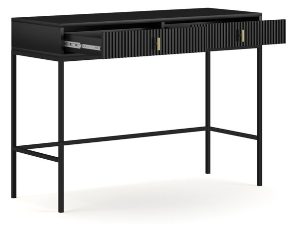 Kosmetický stolek: dvě zásuvky, černá barva, černé nohy, výška 77 cm