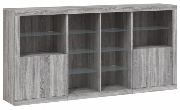 Příborník s LED osvětlením šedý sonoma 202 x 37 x 100 cm 3209189