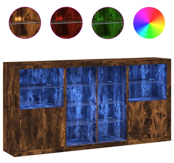 Příborník s LED osvětlením kouřový dub 202 x 37 x 100 cm 3209188