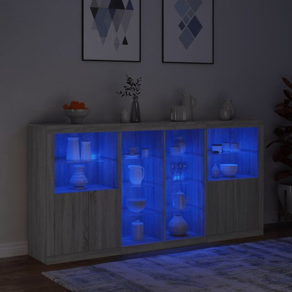 Příborník s LED osvětlením šedý sonoma 202 x 37 x 100 cm 3209189