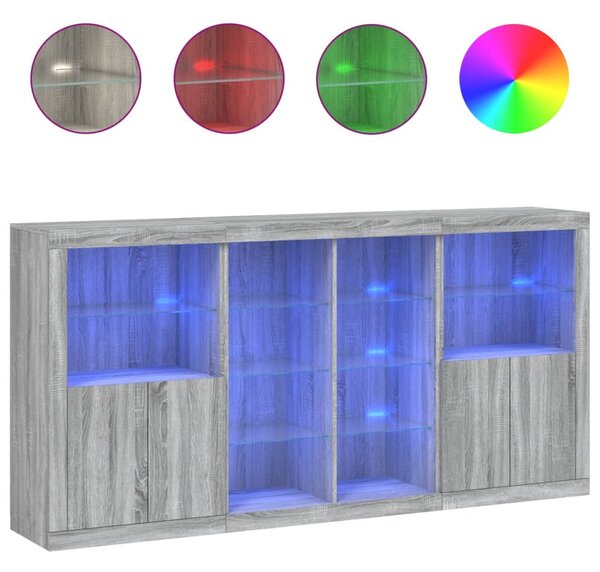 Příborník s LED osvětlením šedý sonoma 202 x 37 x 100 cm 3209189