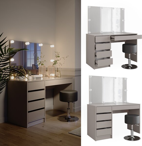 Toaletní stolek Vicco Sherry Kašmír 120 cm se zrcadlem, stoličkou a LED osvětlením, Model 51675