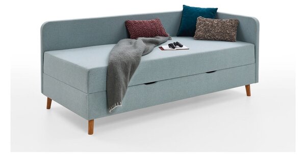 Světle modrá čalouněná jednolůžková postel s úložným prostorem 120x200 cm Cabana – Meise Möbel