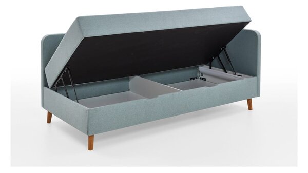 Světle modrá čalouněná jednolůžková postel s úložným prostorem 120x200 cm Cabana – Meise Möbel