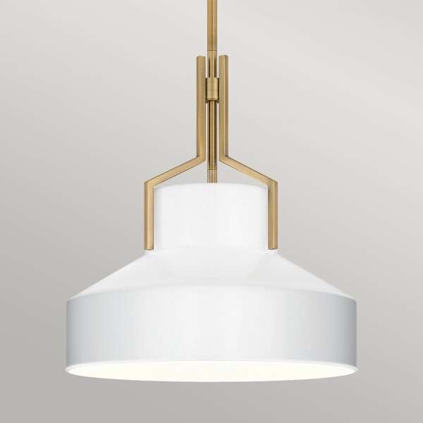 Quoizel QZ-BRECKEN-2P-AB-OPAL - Lustr na tyči BRECKEN 2xE27/60W/230V zlatá/bílá