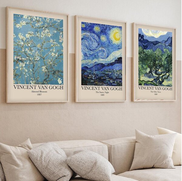 SADA 3x Obraz ve fotorámečku 50x70 cm Vincent van Gogh