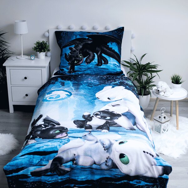 Jerry Fabrics Bavlněné povlečení se svítícím efektem 140x200 + 70x90 cm - Jak vycvičit draka