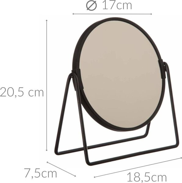 Kosmetické zrcátko, stojící, sklopné, Ø17 cm, černé