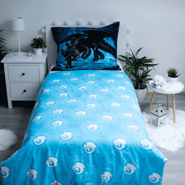 Jerry Fabrics Bavlněné povlečení se svítícím efektem 140x200 + 70x90 cm - Jak vycvičit draka