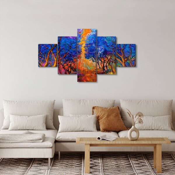Obraz - Podzimní koruny stromů, moderní impresionismus (125x70 cm)