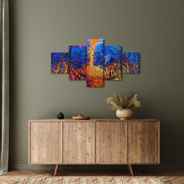 Obraz - Podzimní koruny stromů, moderní impresionismus (125x70 cm)