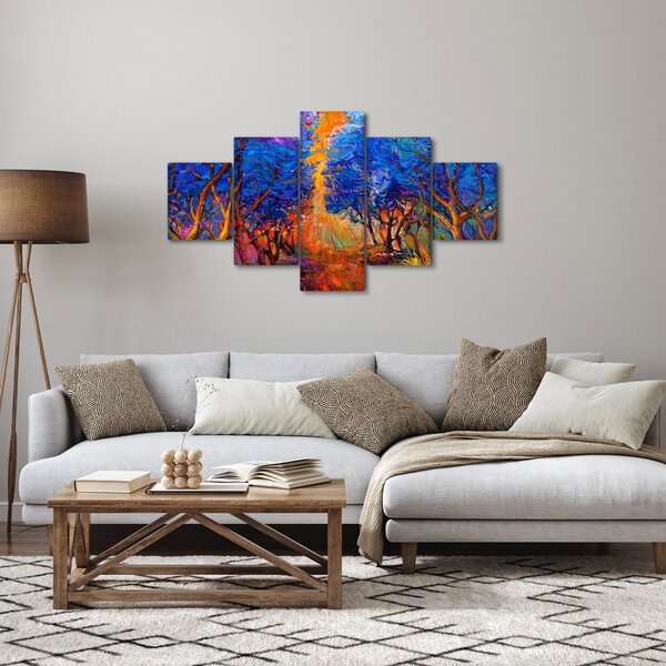 Obraz - Podzimní koruny stromů, moderní impresionismus (125x70 cm)