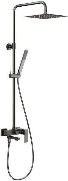 KFA Armatura Logon Gun Metal Grey vanová sada se sprchou na stěnu s dešťovou sprchou grafitová 5136-925-61