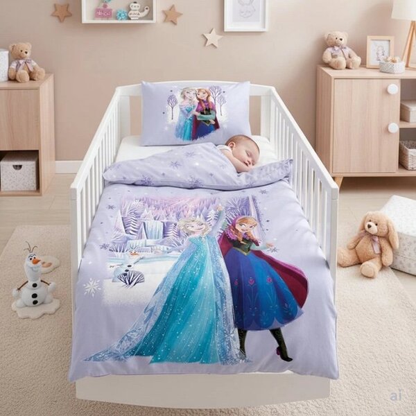 Povlečení do dětské postýlky Ledové království - motiv Anna a Elsa - 100% bavlna - 40x60 cm + 100x135 cm