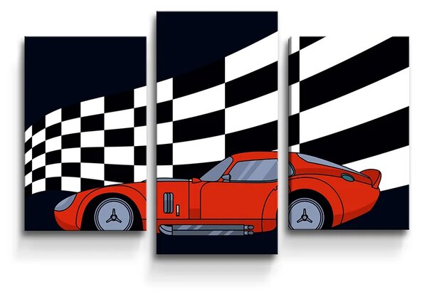 Sablio Obraz - 3-dílný Závodní auto - 75x50 cm