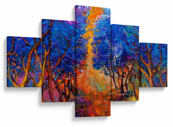 Obraz - Podzimní koruny stromů, moderní impresionismus (125x70 cm)