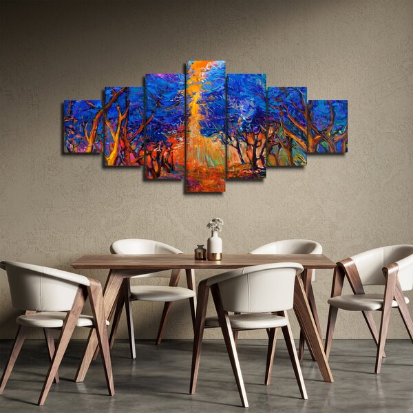 Obraz - Podzimní koruny stromů, moderní impresionismus (210x100 cm)